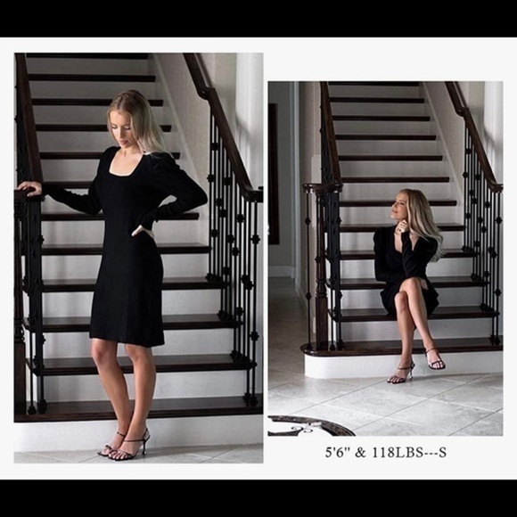 Pretty Garden Long  sleeve little black Sweater Dress - Picture 1 of 5